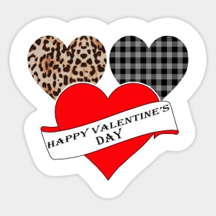 Women's Striped Plaid Printed Heart Valentine's Day Sticker